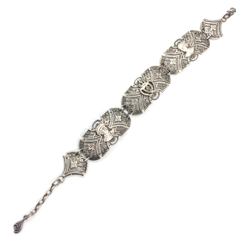 VINTAGE PARIS FRANCE FRENCH SOUVENIR TOURIST BRACELET CROWN FILIGREE NAPOLEON